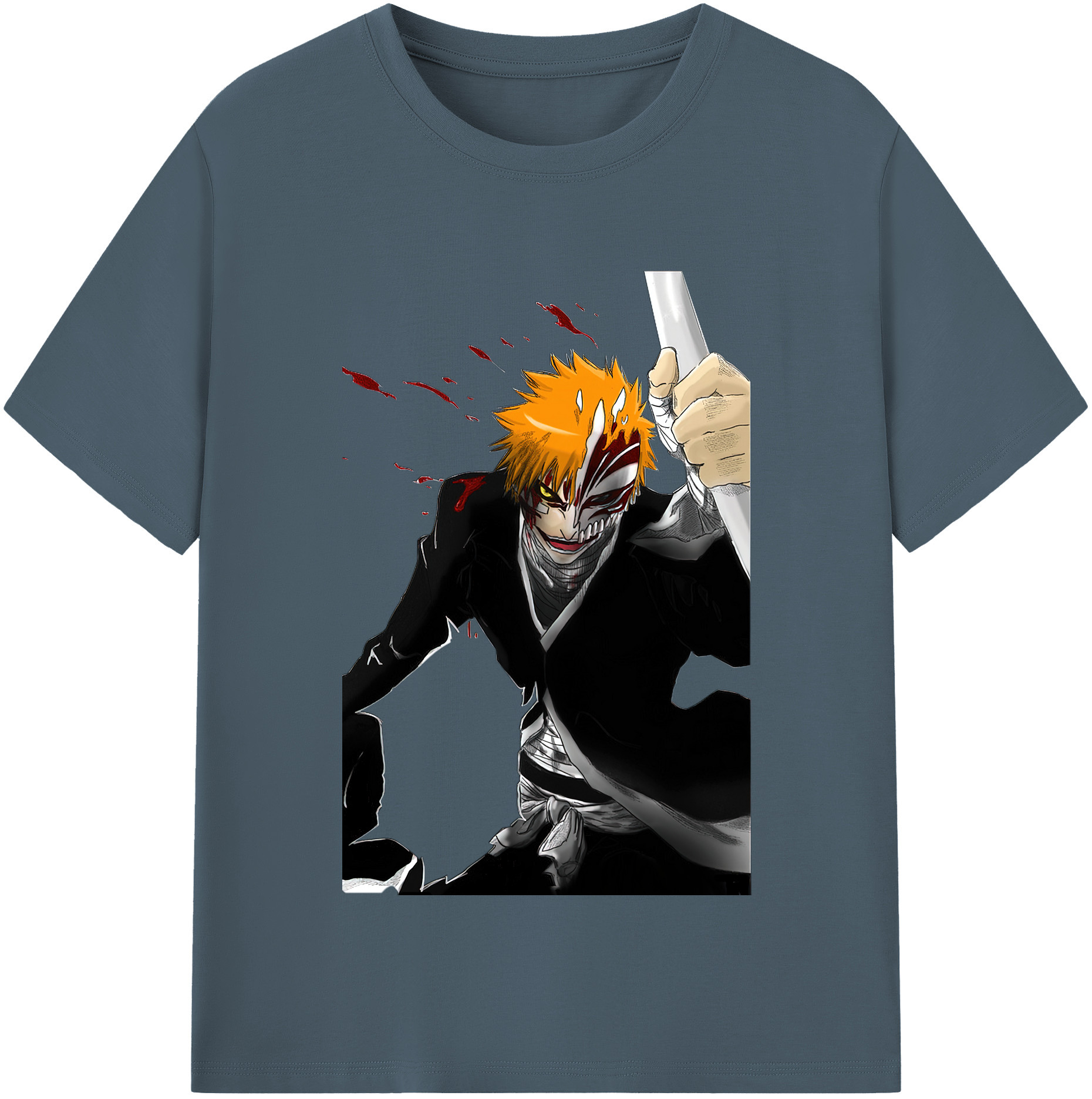 （画像用） ブリーチ 黒崎一護（くろさき いちご）BLEACH Kurosaki Ichigo 綿100％半袖Tシャツ（フロントプリント）